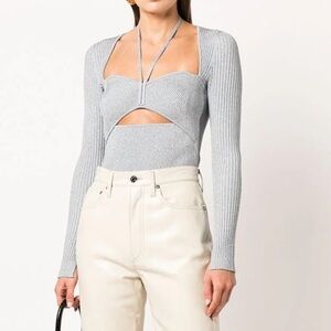 NWT Jonathan Simkhai Alexia Cut-Out Sweetheart Ribbed Knit Top